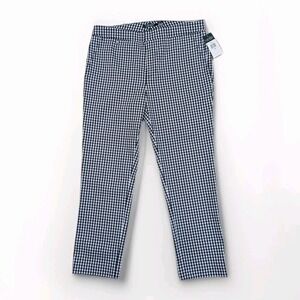 New Lauren Ralph Lauren LRL Gingham Cropped Pants Sz 10 Black White  Preppy Chic